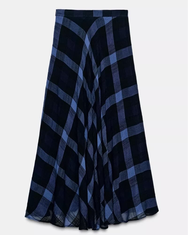 Blue And Black Plaid Midi Skirt - Image 3