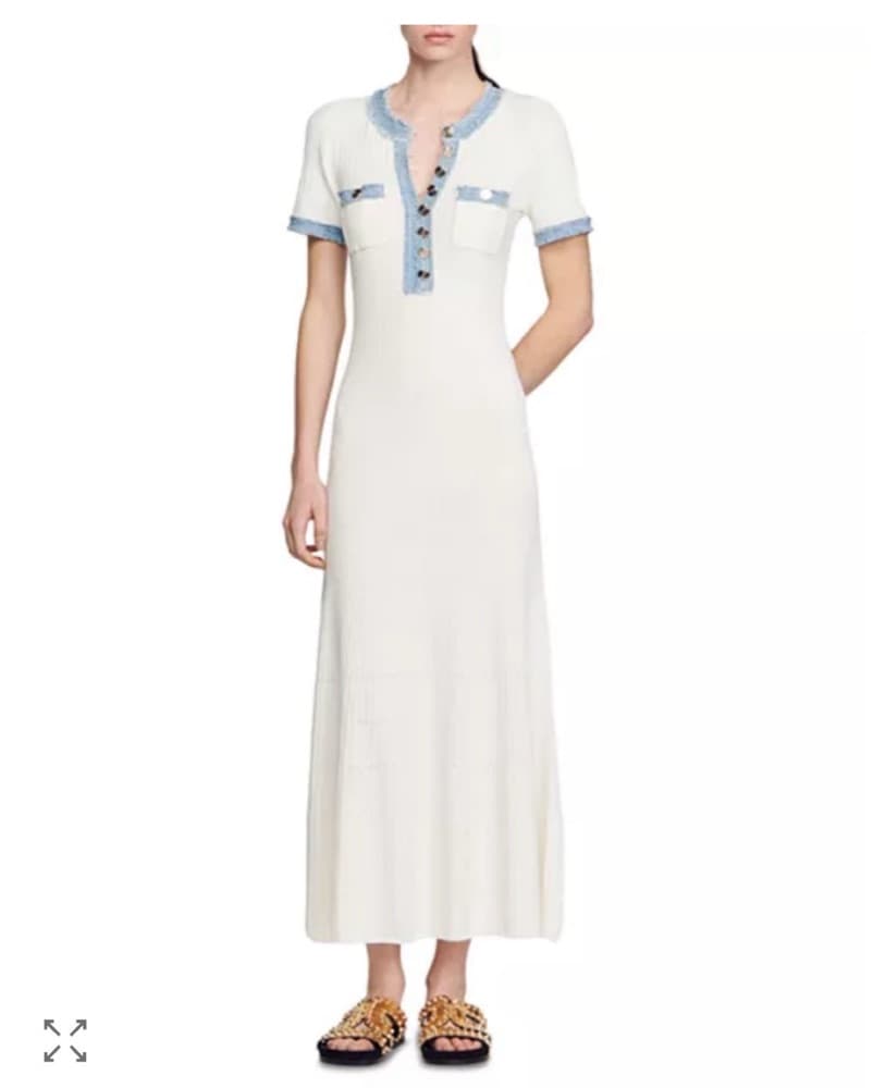 Sandro Knit and denim midi dress - Image 1