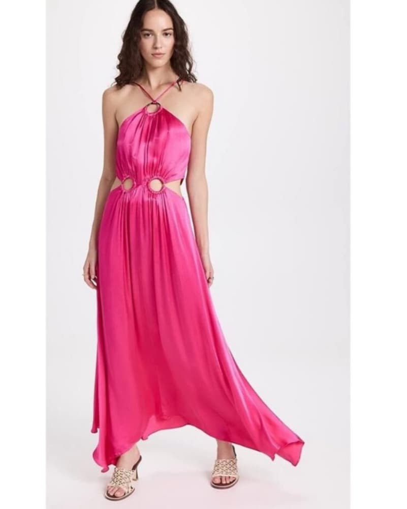 Elliatt Fuscia Pink Satin Maxi Dress S - Image 1