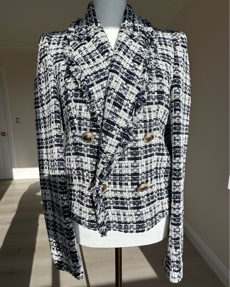 Zara Textured Double-breasted Blazer - Image 2