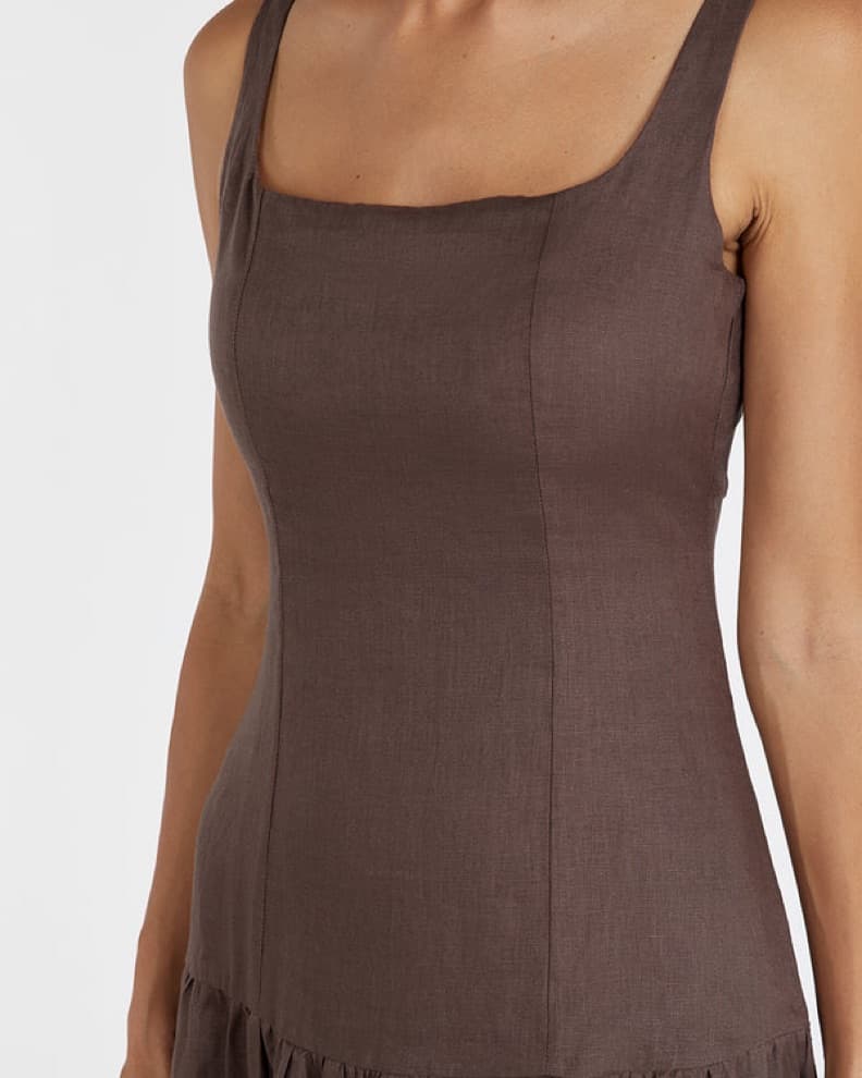 Dissh Camile Linen Brown Maxi Dress  - Image 5