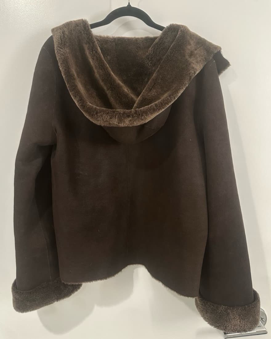 Vera Wang Shearling Chocolate Brown Coat - Image 5