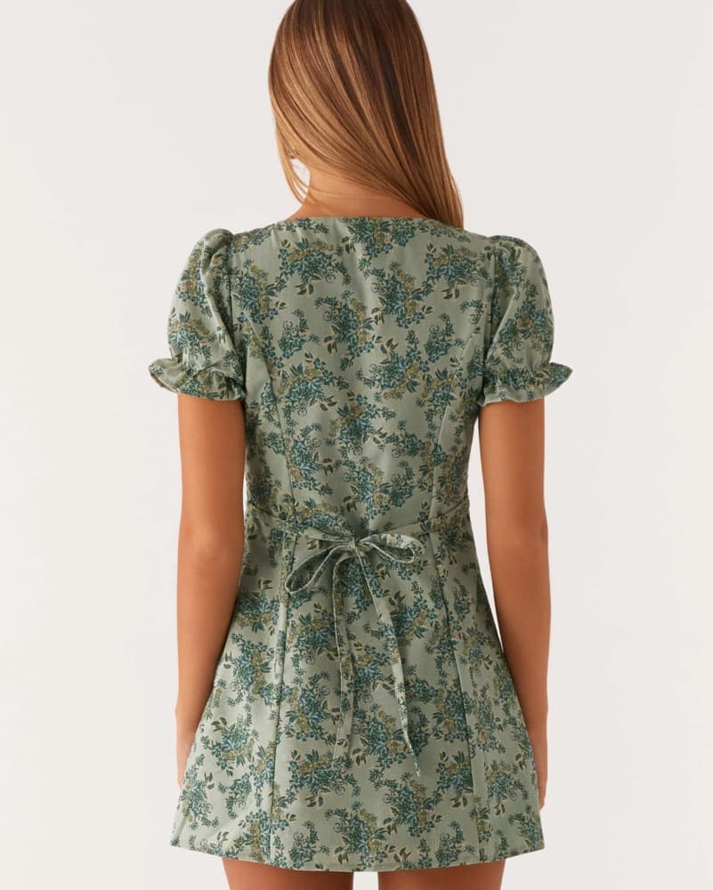 Floral Print Puff Sleeve Mini Dress - Image 2