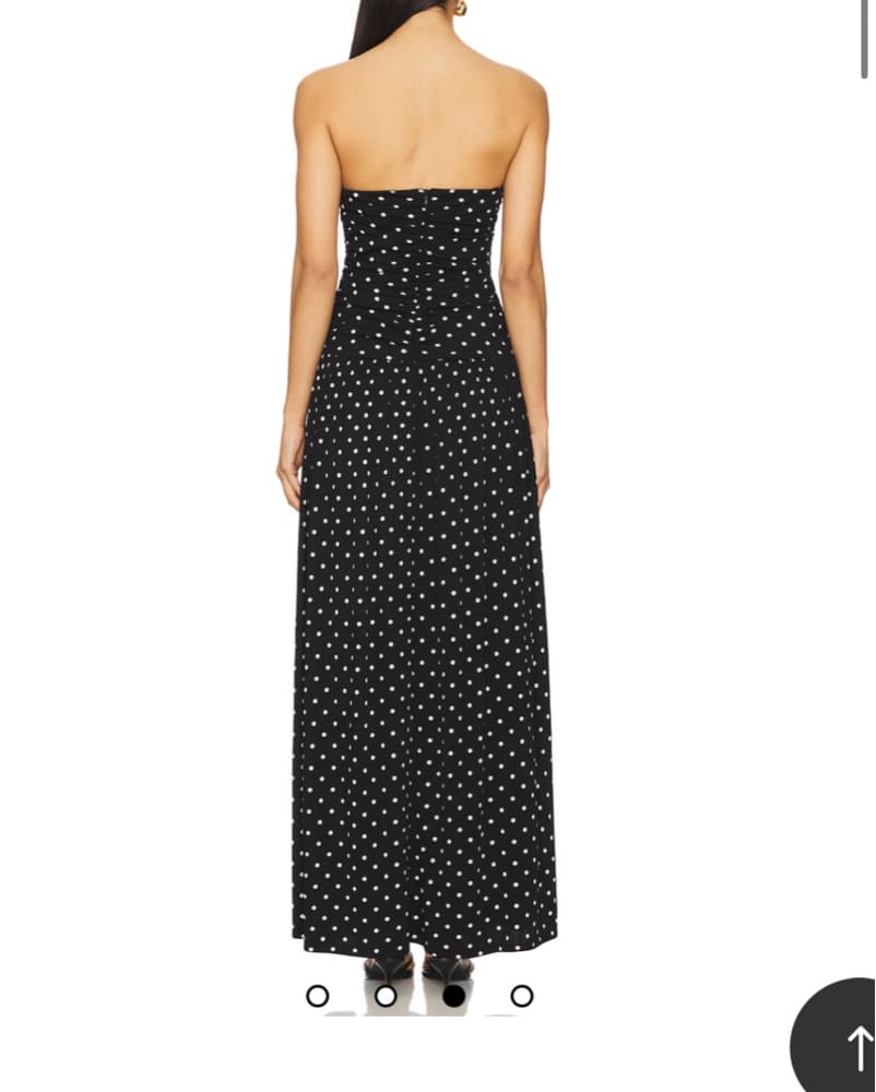 Strapless Maxi Dress in Black Polka Dot - Image 3