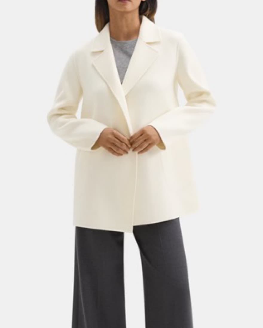 Theory Open Front Coat In Ivory - Image 3