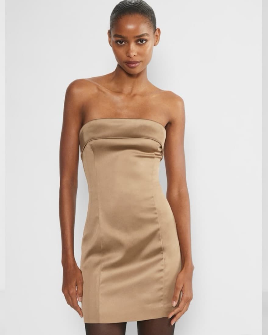 Aritzia Strapless Satin Mini Dress - Image 2
