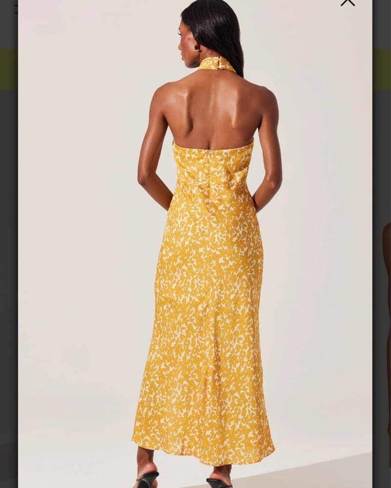 ASTR Yellow Floral Halter Maxi Dress - Image 3