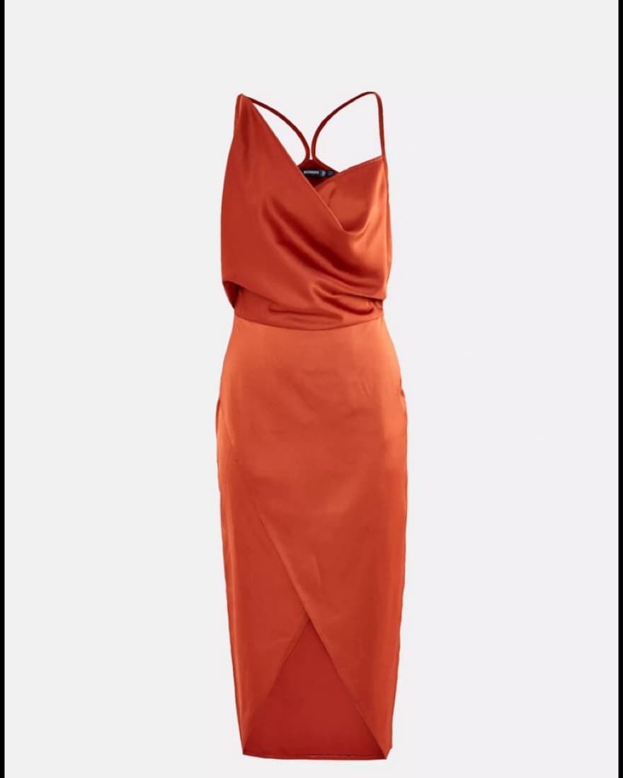 MissGuided Satin Drape Assymetric Dress  - Image 1