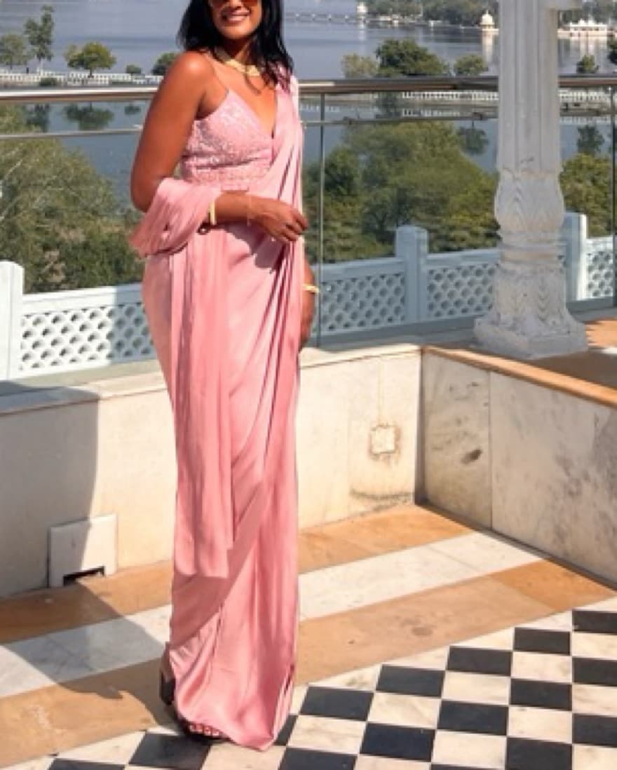 Panihari Pink Half Saree - Image 3