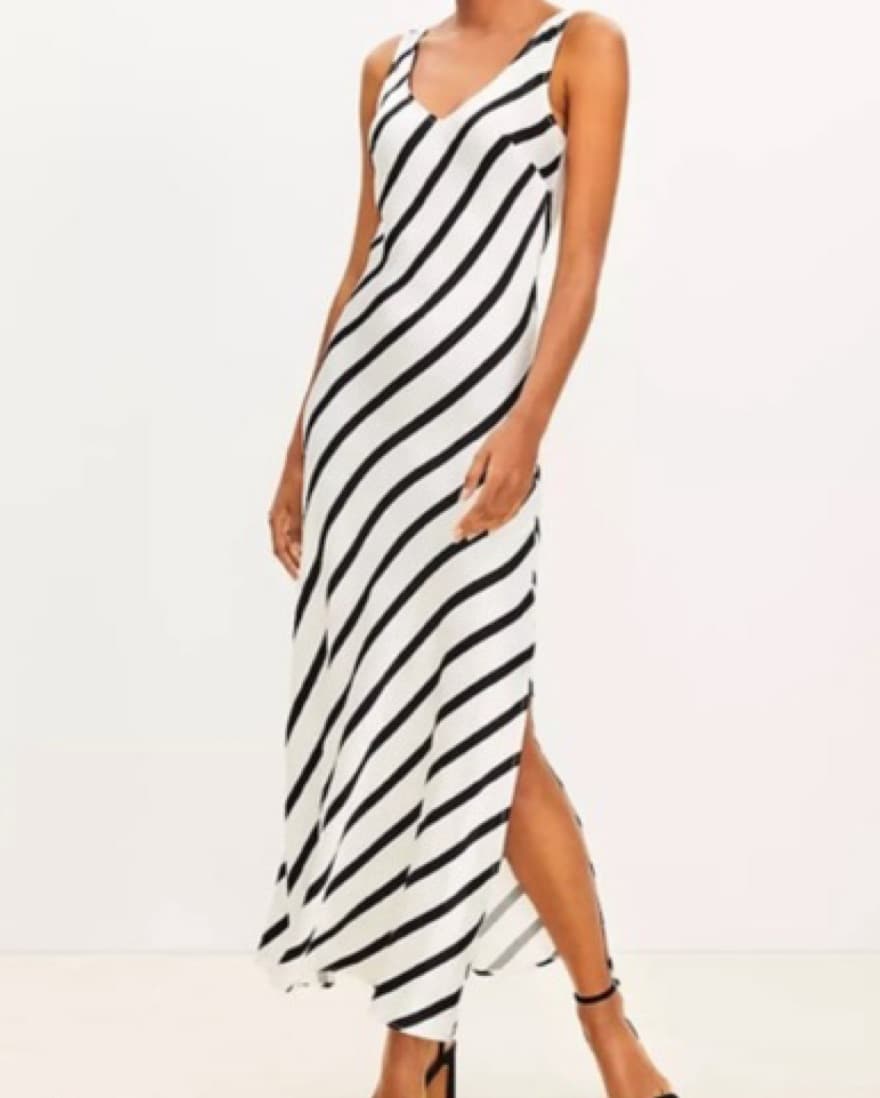 Loft Silk Striped Long Dress - Image 1
