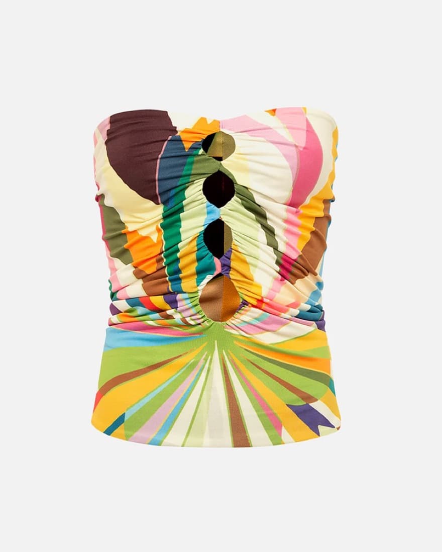 Siedres Flower Kaleidoscop Strapless Top - Image 2