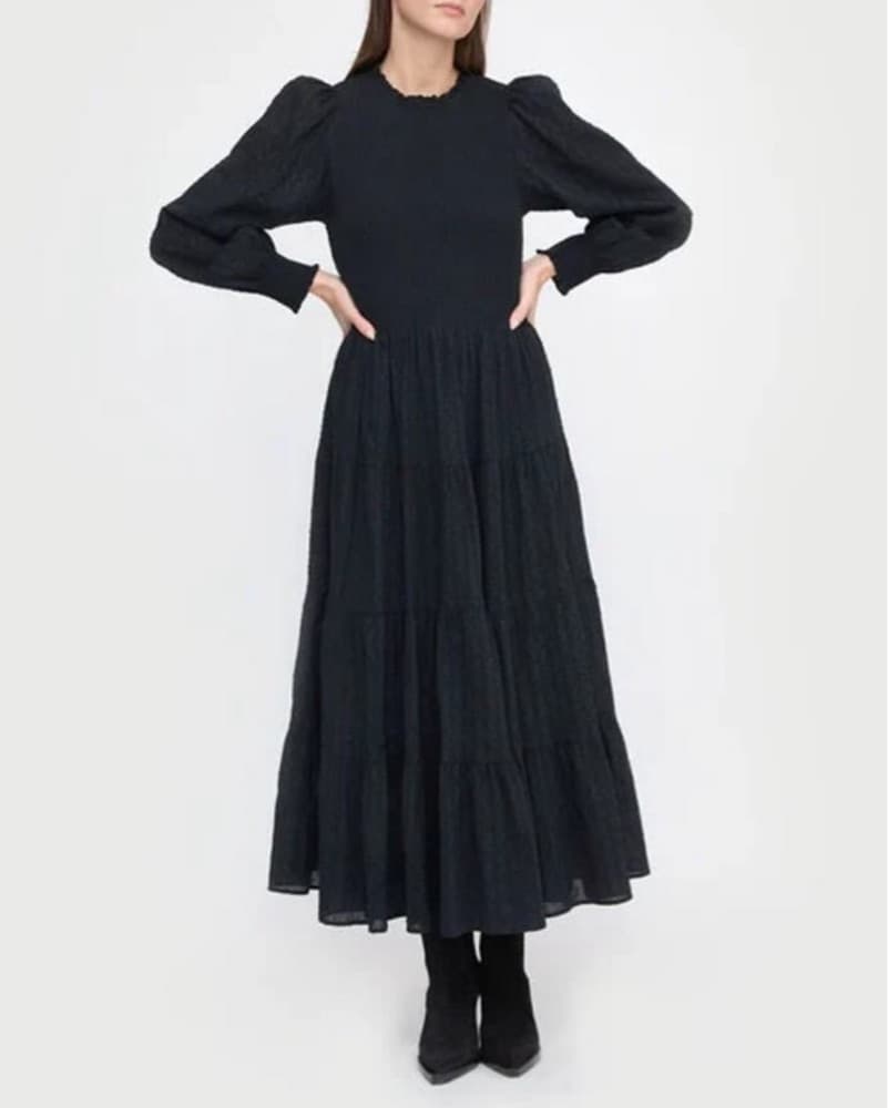 Elegant Black Tiered Maxi Dress - Image 1