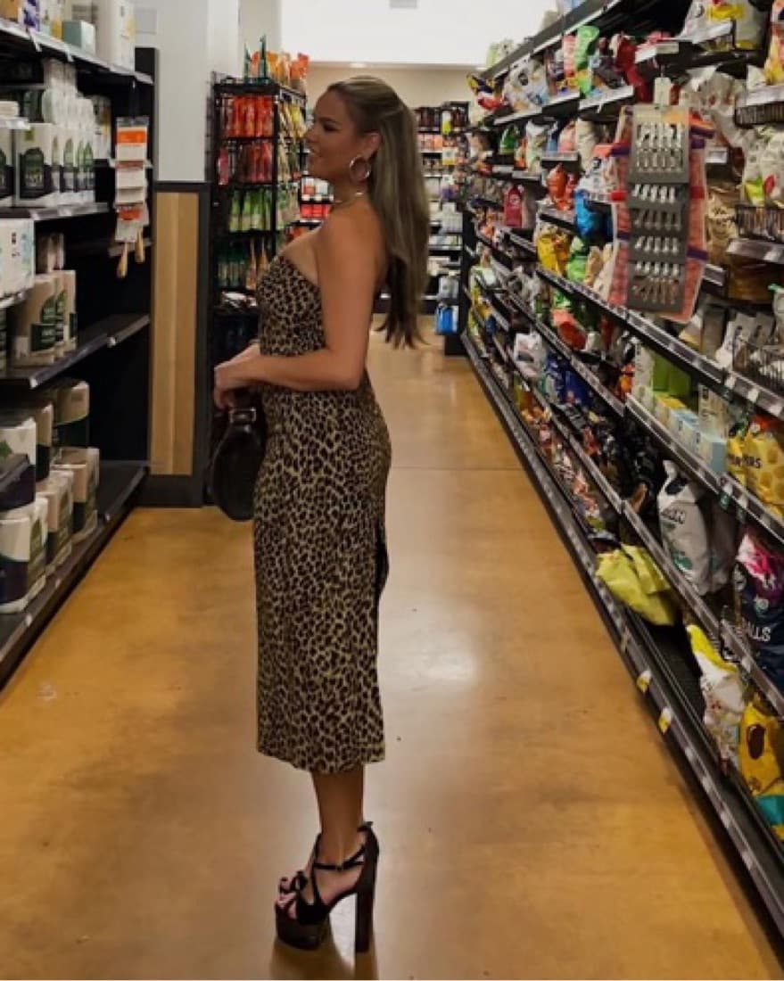 Leopard Strapless Midi Dress - Image 1