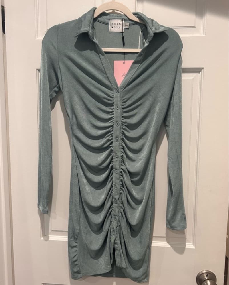 Hello Molly Sage Long Sleeve Dress - Image 1