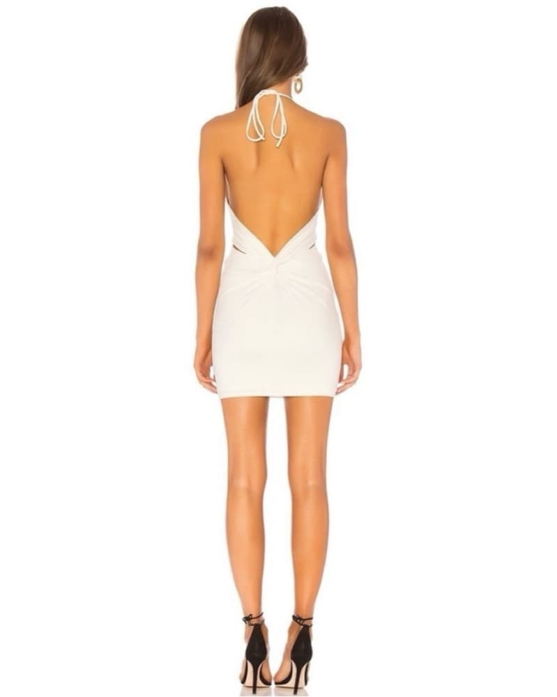 White Halter Mini Dress - Image 2