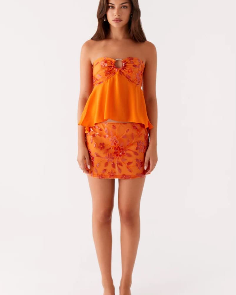 Orange Beaded Mini Skirt  - Image 2