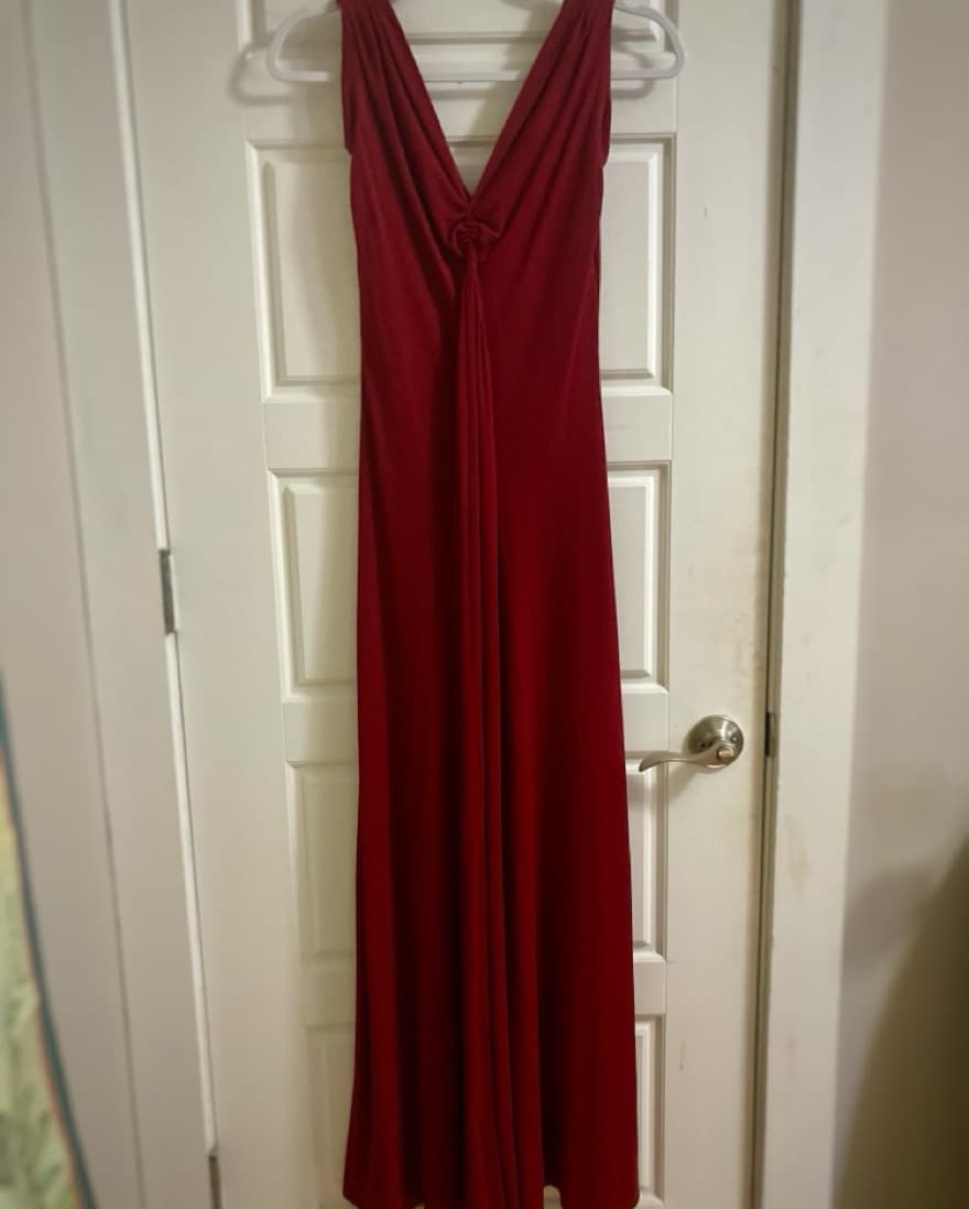Vintage Red Chiffon Dress Mr Boots - Image 2