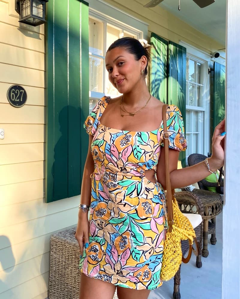 Printed Peep Hole Waisted Mini Dress - Image 2