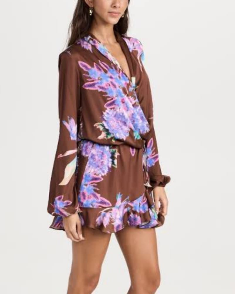 Rocco Sand Brown Floral Mini Dress  - Image 2
