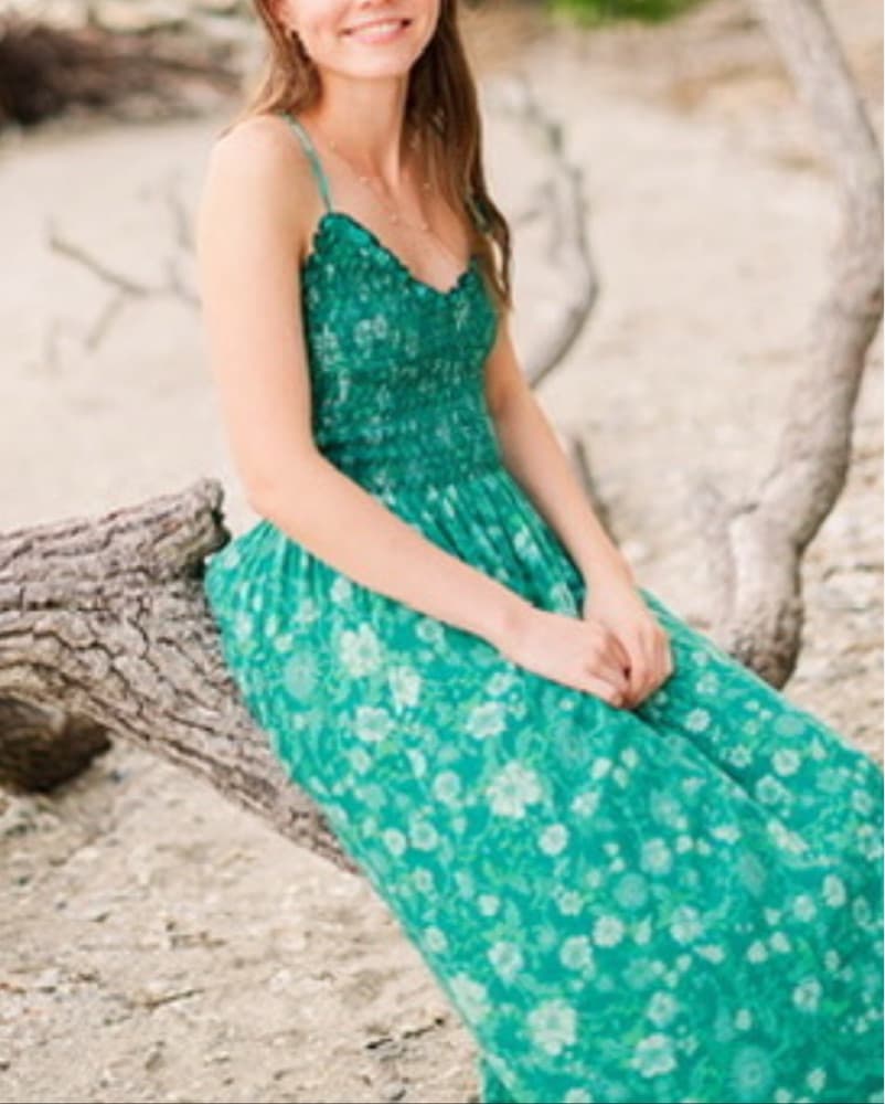 Flowy green Floral Maxi Sundress - Image 3