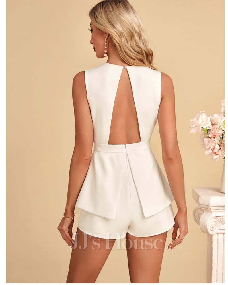 White Shorts Jumpsuit Romper  - Image 4
