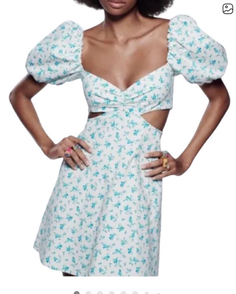 Zara Mini Floral Dress With Slits,pocket - Image 2