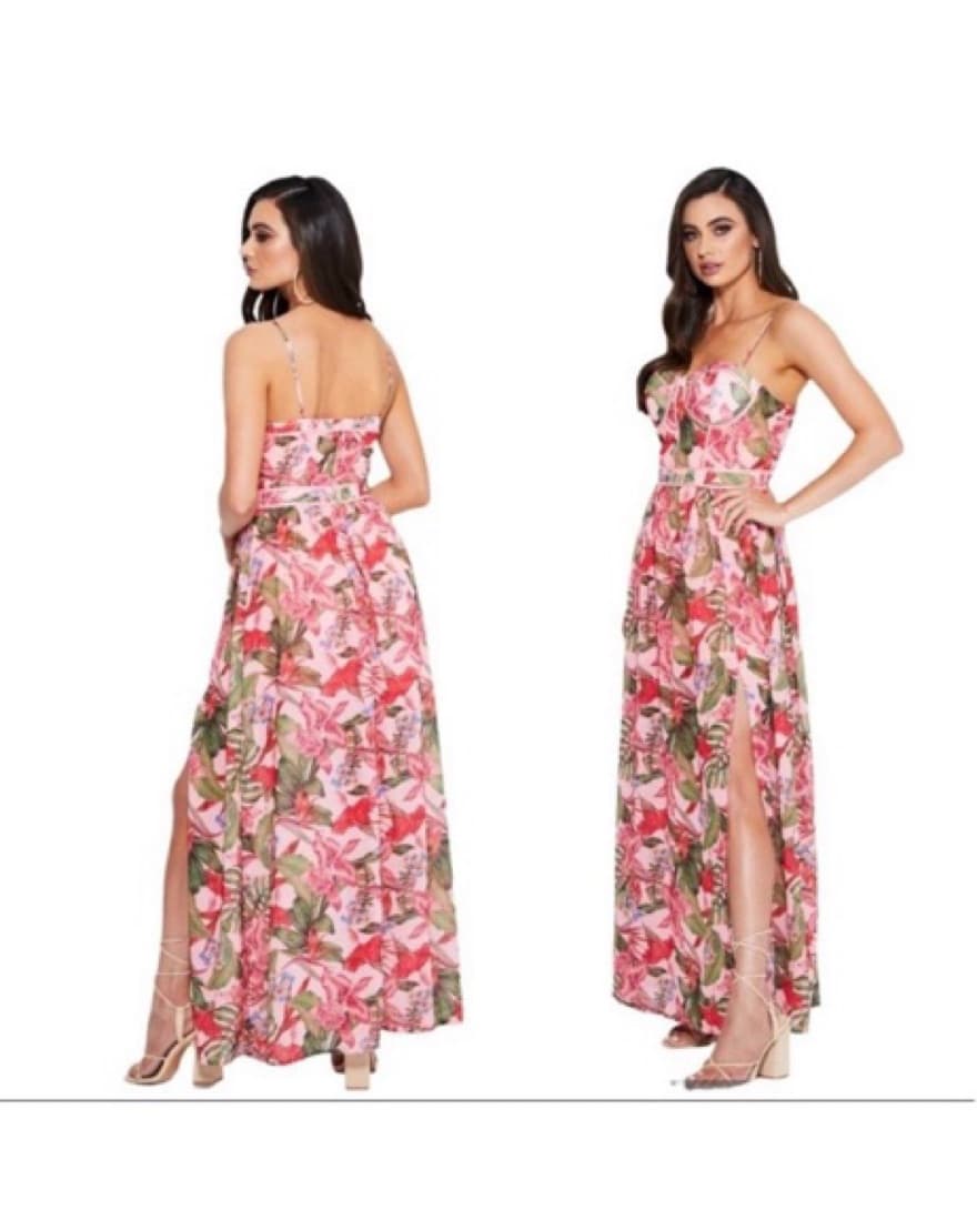 Bebe Bustier Pink Pleated Maxi Dress - Image 2