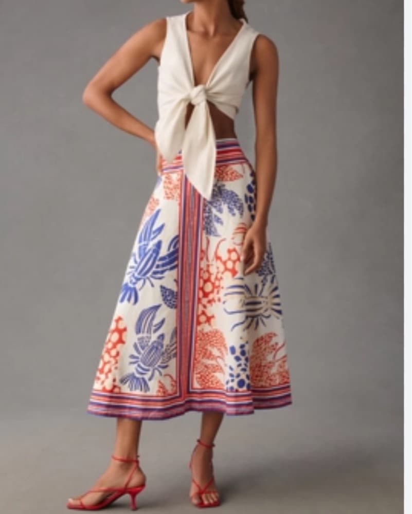 Farm Rio Mixed Lobsters Midi Skirt - Image 1