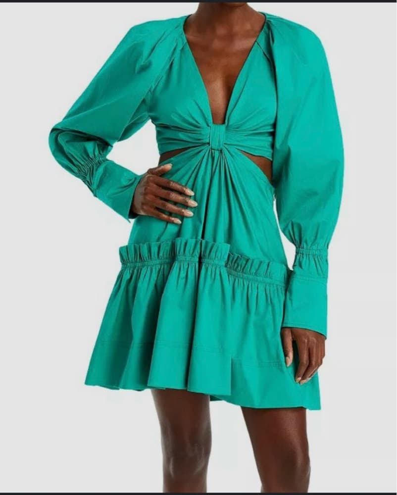 A.L.C Green Cut-out Mini Dress - Image 2