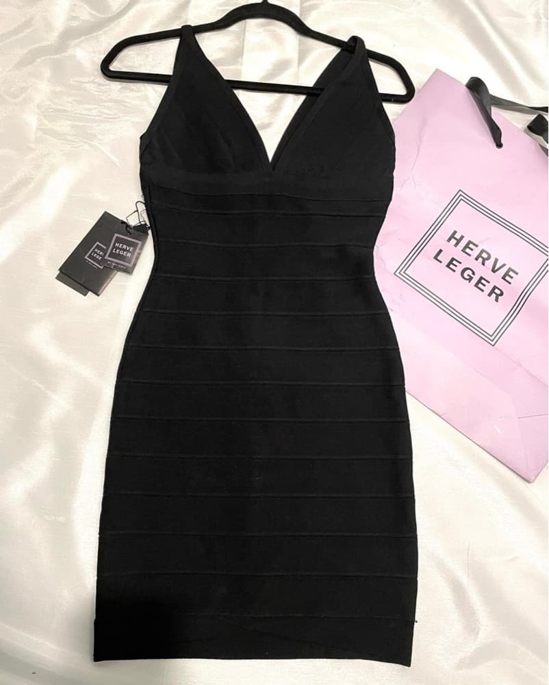 Herve Leger Black Bandage Dress - Image 1