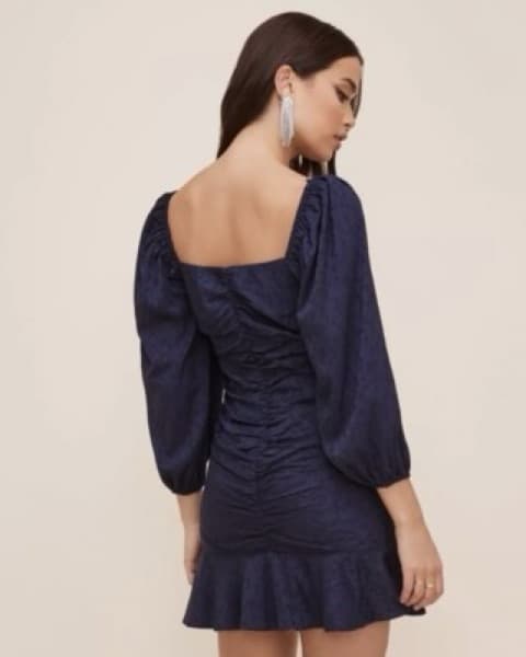 Astr Ruffled Navy Midi Dress  - Image 2