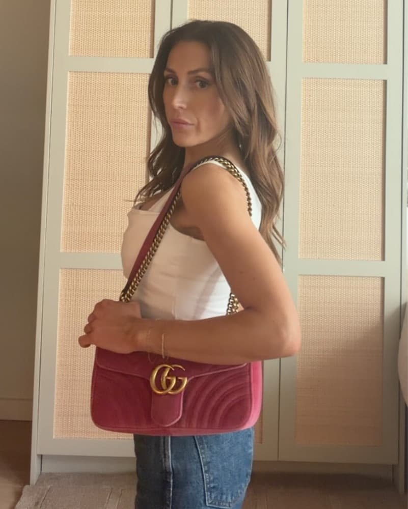 Gucci Pink 💕 Velvet Shoulder Bag - Image 4