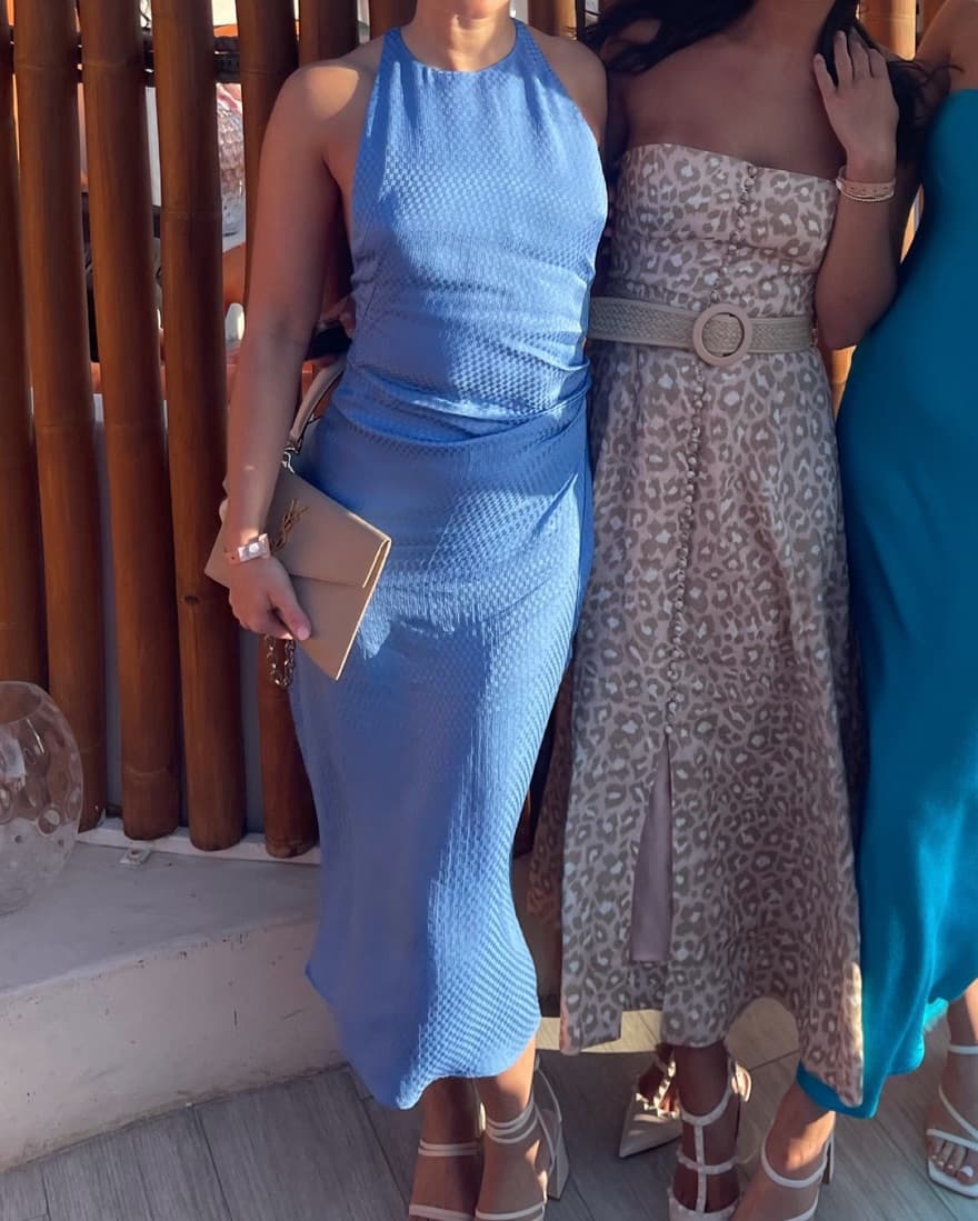 Blue Silky Cocktail Dress - Image 4