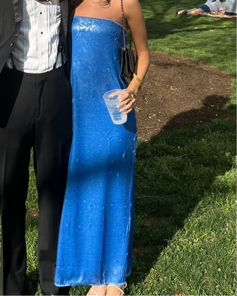 Staud Sequin Blue Maxi Dress - Image 4