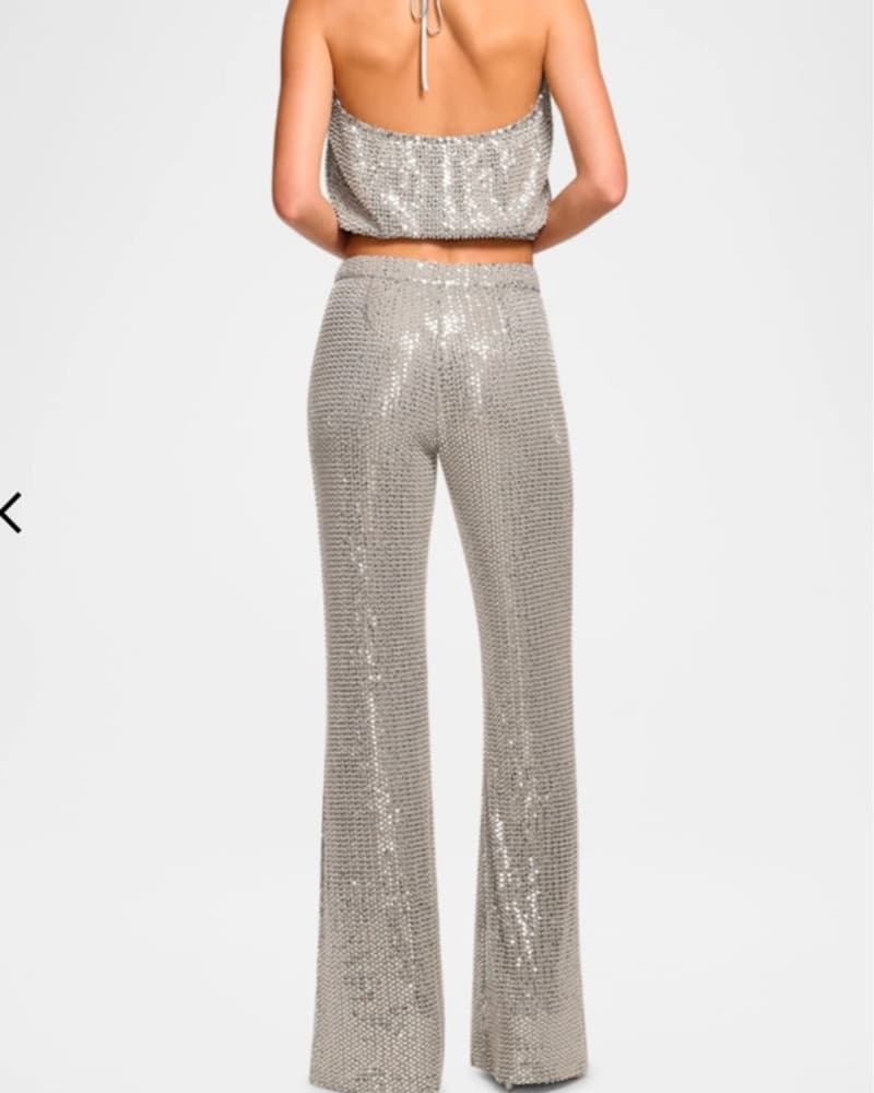 Silver Sequin Palazzo Pants - Image 2