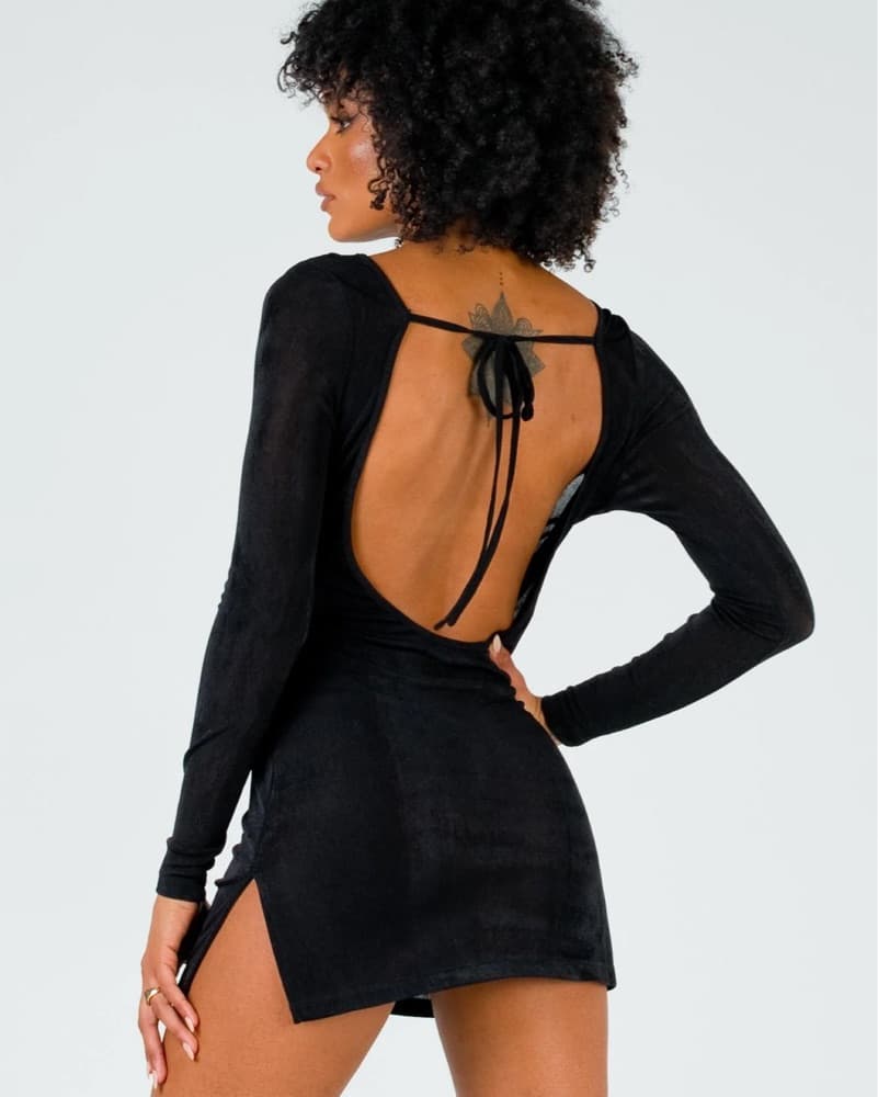 Long sleeve backless mini dress - Image 2