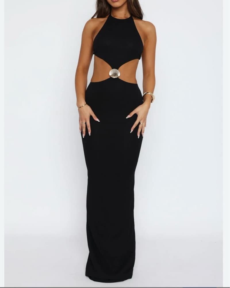 White Fox Black Shell Cut-Out Maxi Dress - Image 3