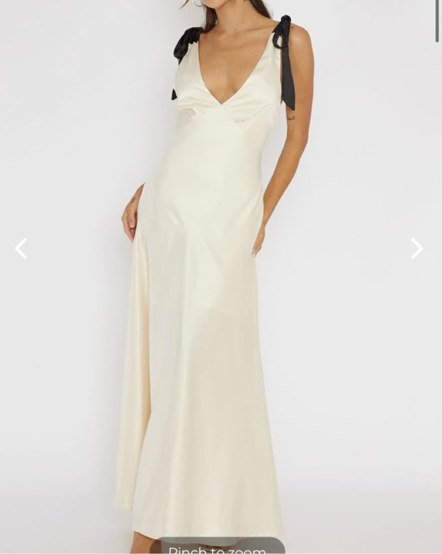 Selfie Leslie Satin Cream Bow Tie Dress - Image 1