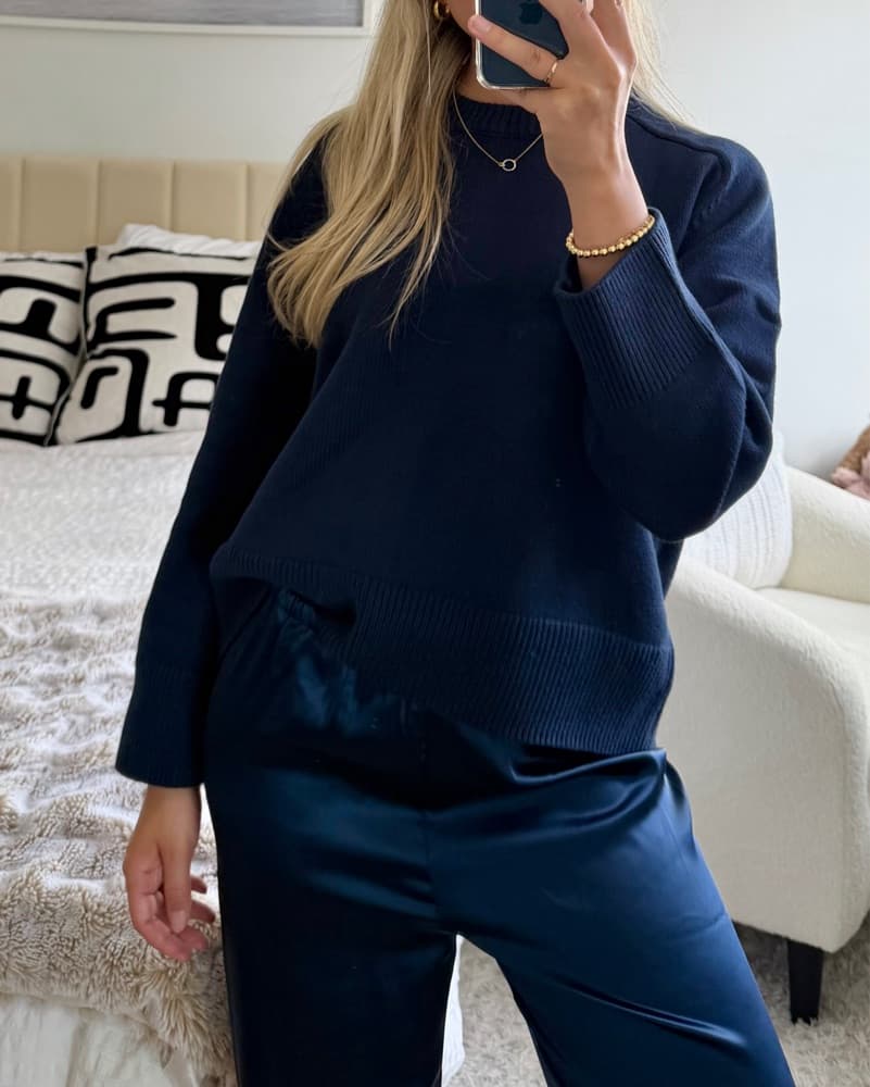 Navy Satin Pants - Image 2