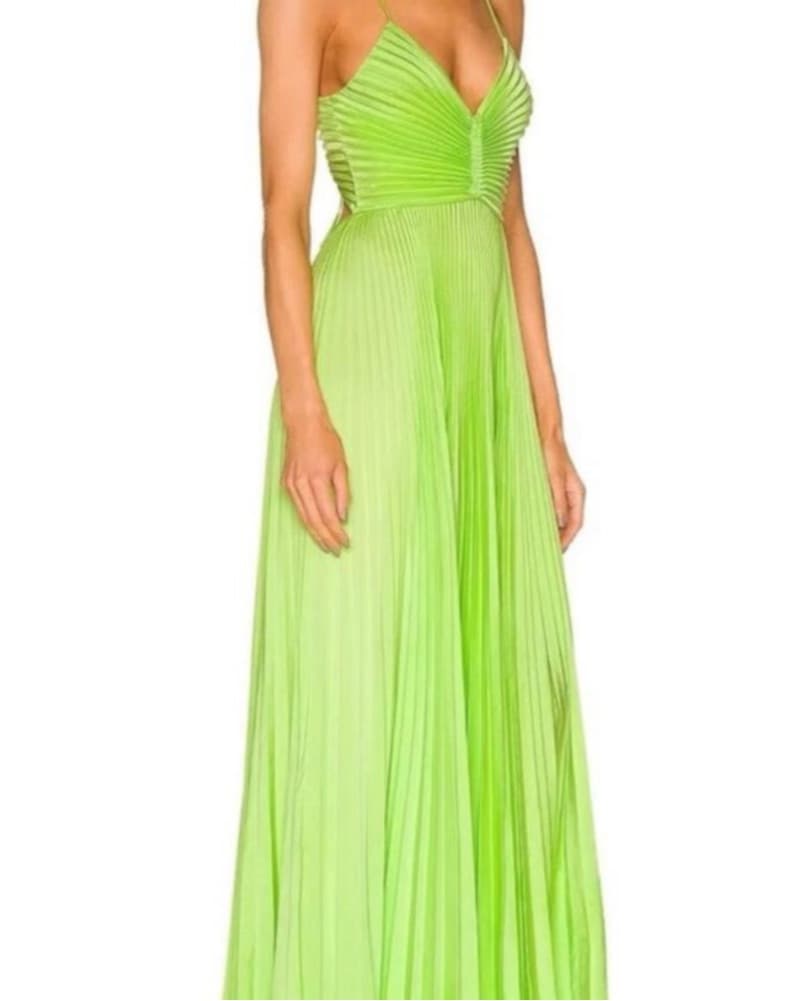 ALC Green Aries Satin Dress - Image 2