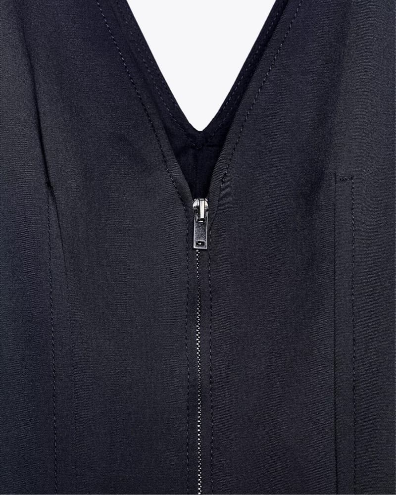 Zara V Neck Wide Strap Zipper Dress - Image 5