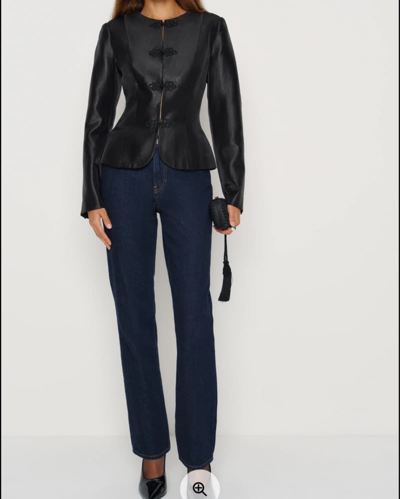 Reformation Black Satin Blazer - Image 2