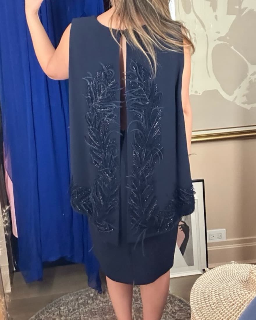 Pamella Roland Navy Cocktail Dress  - Image 3