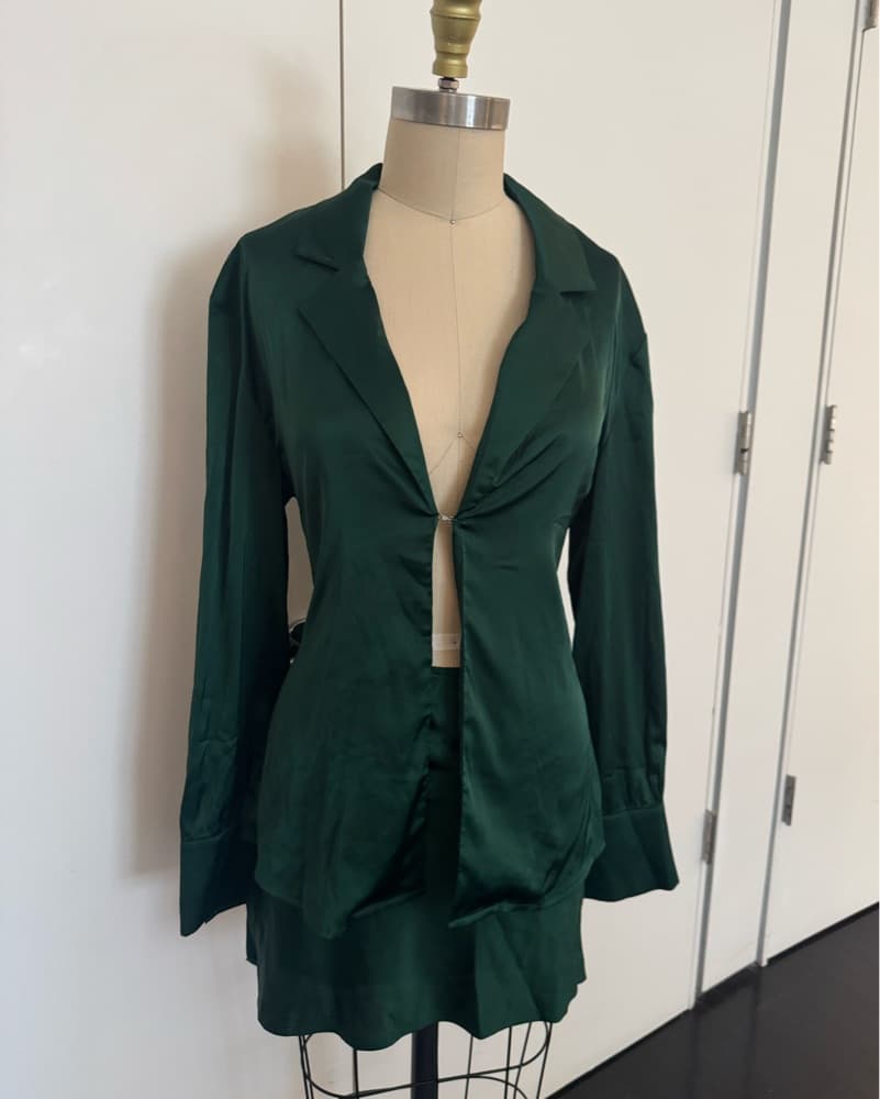 Emerald Green Two Piece Skirt Set - Image 1