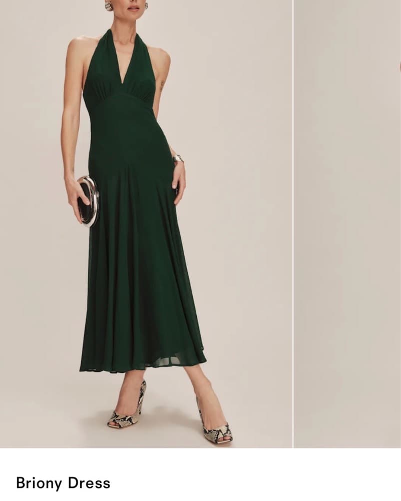 Forest Green Halter Dress, Reformation  - Image 2