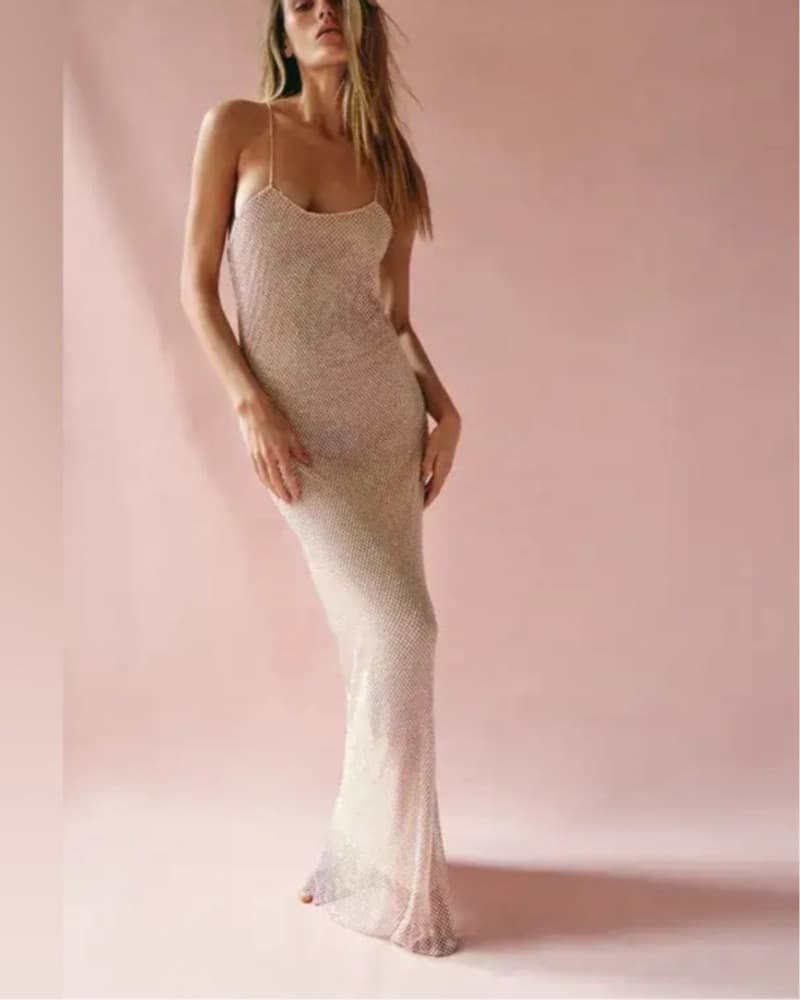 Loveshack Fancy Metallic Mesh Maxi Dress - Image 4