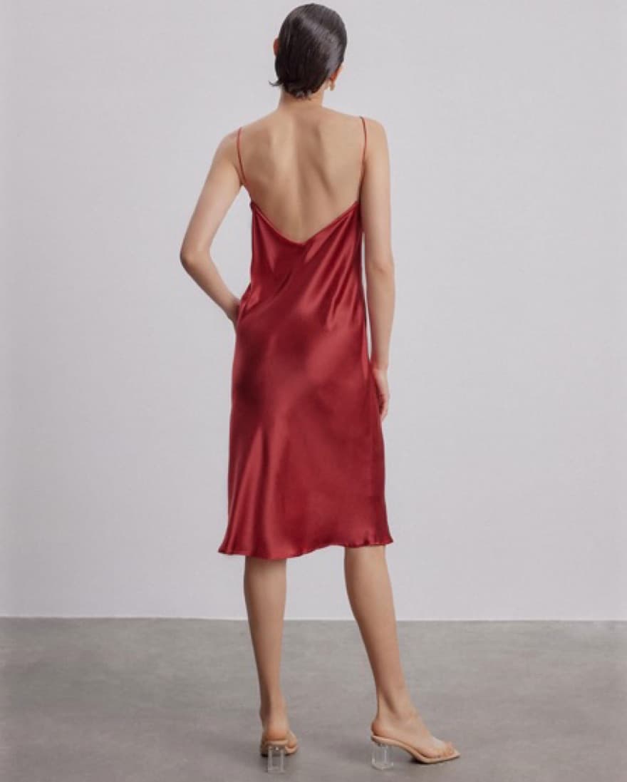 Burgundy Midi Slip Dress - Image 4
