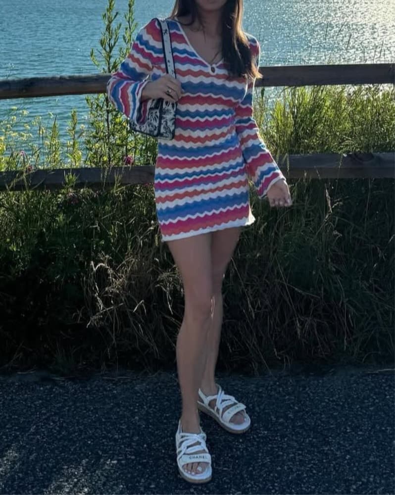 Mini Knit Striped Dress - Image 2