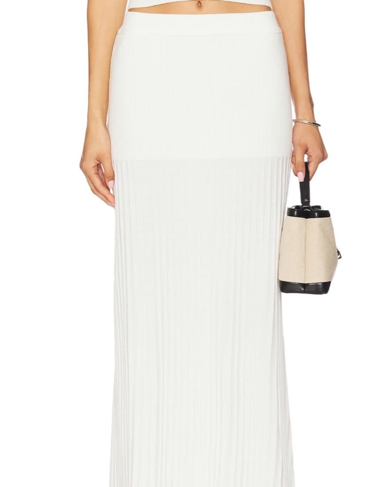 Knit White Maxi Skirt Cream Ivory Revolv - Image 5