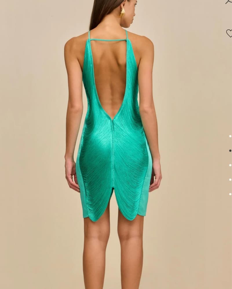 Cult Gaia Green Mara Fringe Dress XS - Image 4